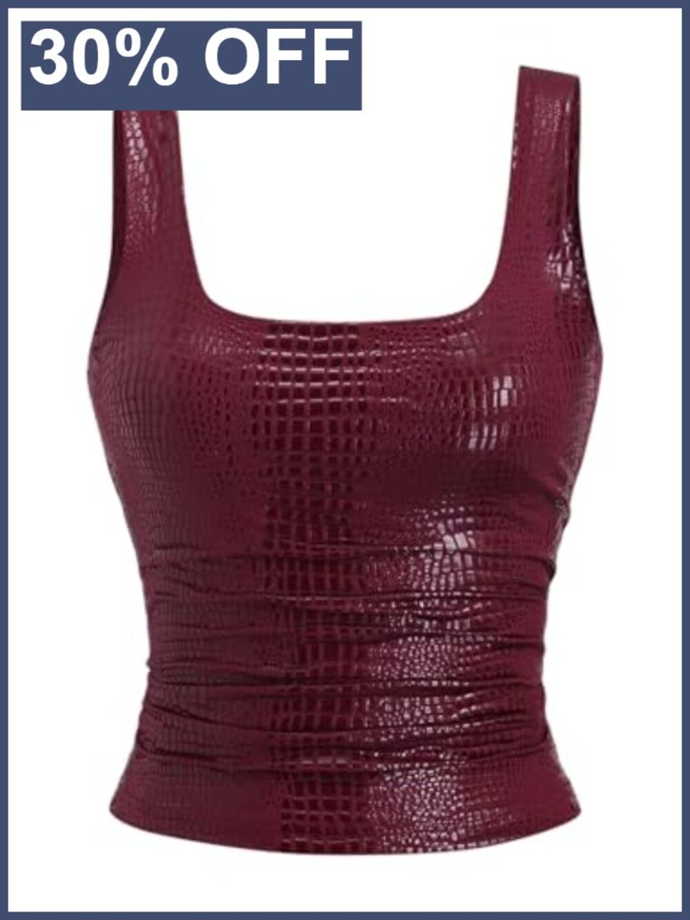SHENHE Women's Faux Leather Crop Top Square Neck Party Club Top